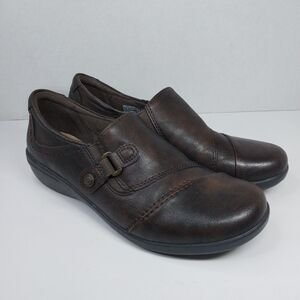 Earth Spirit Gelron Cushion Women Size 7 Brown Leather Coni Slip On Loafer Shoes